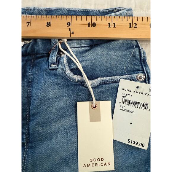 Good American Good Legs Jeans Womens 0/25 Blue Distressed Skinny Stretch Denim - Picture 3 of 11